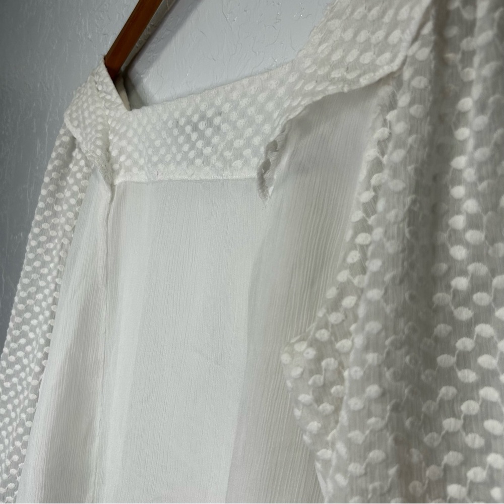 Banana Republic White blouse sheer Long Sleeve - Picture 4 of 8